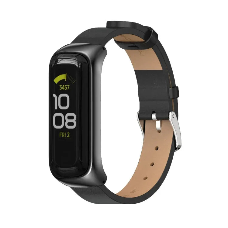 MIJOBS Metal Case Microfiber Leather Watch Band, For Samsung Galaxy Fit 2