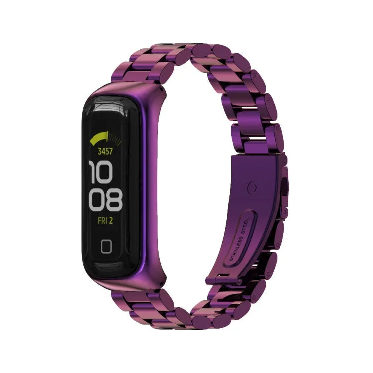 MIJOBS Three-bead Metal Stainless Steel Watch Band, For Samsung Galaxy Fit 2