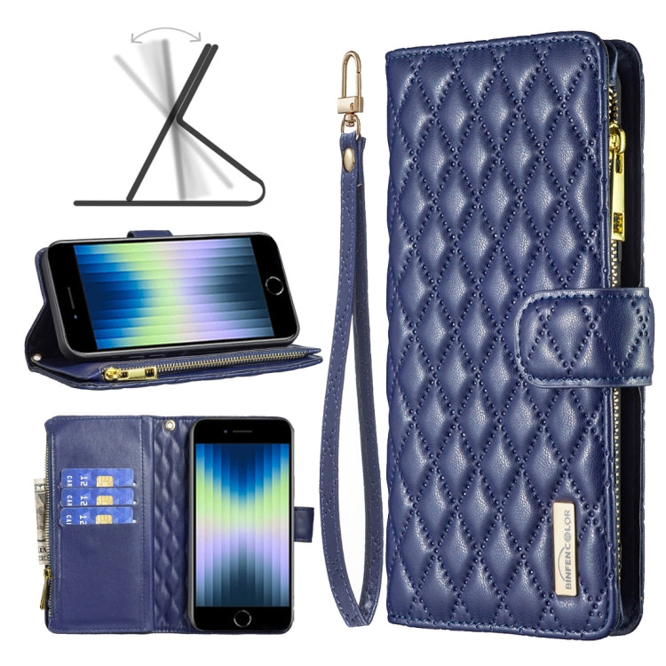 Diamond Lattice Zipper Wallet Leather Flip Phone Case, For iPhone SE 2022 / SE 2020 / 7 / 8, For iPhone 7 Plus / 8 Plus, For iPhone 11 Pro Max