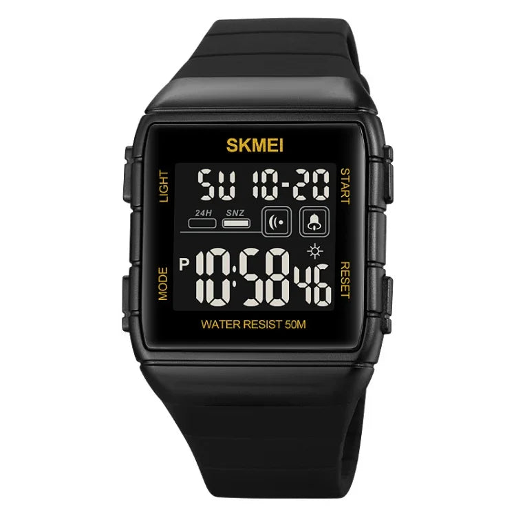 SKMEI 1960 Stainless Steel Buckle Silicone Strap Waterproof Electronic Watch, 1960 Black Gold, 1960 Black and White Machine, 1960 Black and Black Machine, 1960 Blue