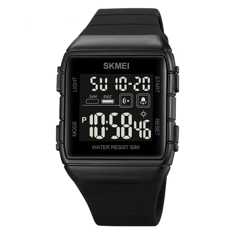 SKMEI 1960 Stainless Steel Buckle Silicone Strap Waterproof Electronic Watch, 1960 Black Gold, 1960 Black and White Machine, 1960 Black and Black Machine, 1960 Blue