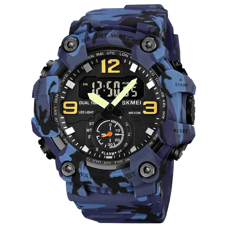 SKMEI 1965 Stainless Steel Buckle PU Strap Waterproof Electronic Watch