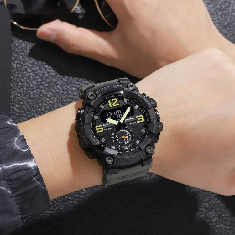 SKMEI 1965 Stainless Steel Buckle PU Strap Waterproof Electronic Watch