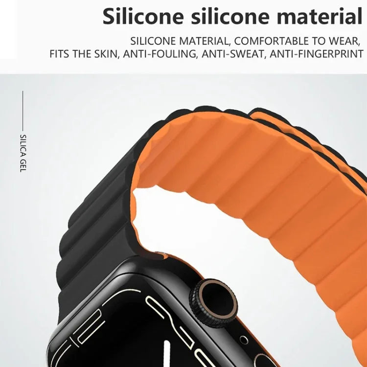 Reverse Buckle Magnetic Silicone Watch Band For Apple Watch Series, 7 45mm / 6&SE&5&4 44mm / 3&2&1 42mm, 7 41mm / 6&SE&5&4 40mm / 3&2&1 38mm