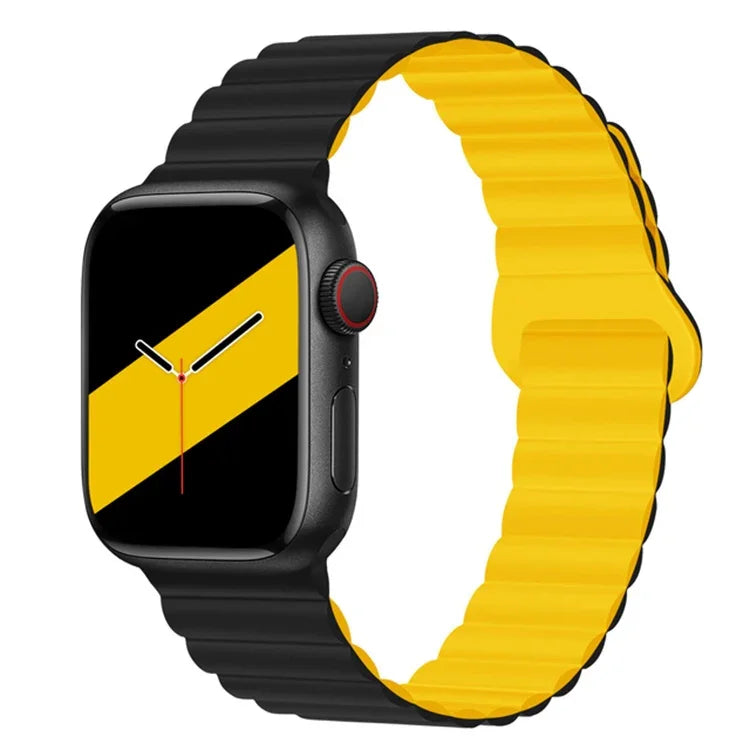 Reverse Buckle Magnetic Silicone Watch Band For Apple Watch Series, 7 45mm / 6&SE&5&4 44mm / 3&2&1 42mm, 7 41mm / 6&SE&5&4 40mm / 3&2&1 38mm