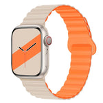 Reverse Buckle Magnetic Silicone Watch Band For Apple Watch Series, 7 45mm / 6&SE&5&4 44mm / 3&2&1 42mm, 7 41mm / 6&SE&5&4 40mm / 3&2&1 38mm