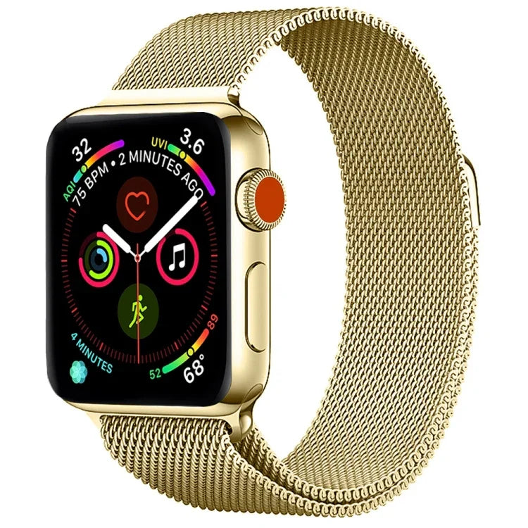 Milanese Stainless Steel Watch Band For Apple Watch Series, 7 45mm / 6&SE&5&4 44mm / 3&2&1 42mm, 7 41mm / 6&SE&5&4 40mm / 3&2&1 38mm