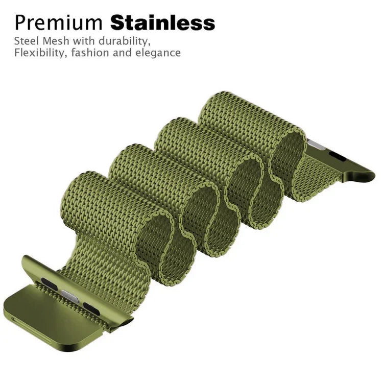 Milanese Stainless Steel Watch Band For Apple Watch Series, 7 45mm / 6&SE&5&4 44mm / 3&2&1 42mm, 7 41mm / 6&SE&5&4 40mm / 3&2&1 38mm