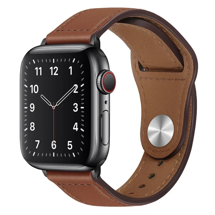PU Leather Black Buckle Watch Band For Apple Watch Series, 7 45mm / 6&SE&5&4 44mm / 3&2&1 42mm, 7 41mm / 6&SE&5&4 40mm / 3&2&1 38mm