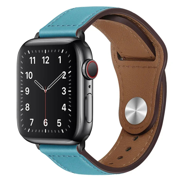 PU Leather Black Buckle Watch Band For Apple Watch Series, 7 45mm / 6&SE&5&4 44mm / 3&2&1 42mm, 7 41mm / 6&SE&5&4 40mm / 3&2&1 38mm