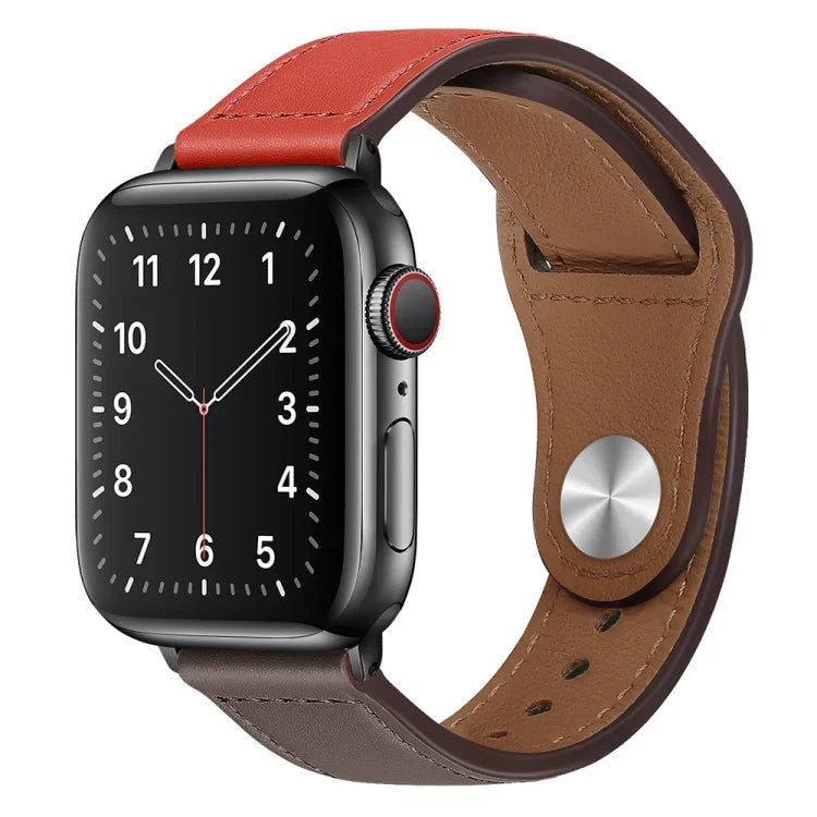 PU Leather Black Buckle Watch Band For Apple Watch Series, 7 45mm / 6&SE&5&4 44mm / 3&2&1 42mm, 7 41mm / 6&SE&5&4 40mm / 3&2&1 38mm