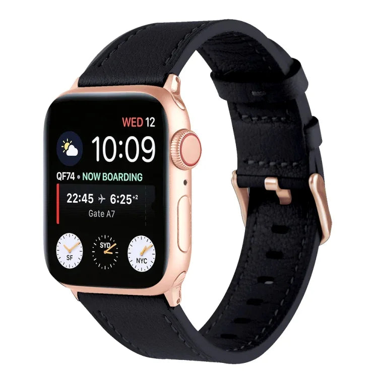 Universal Genuine Leather Watch Band For Apple Watch Series, 7 45mm / 6&SE&5&4 44mm / 3&2&1 42mm, 7 41mm / 6&SE&5&4 40mm / 3&2&1 38mm
