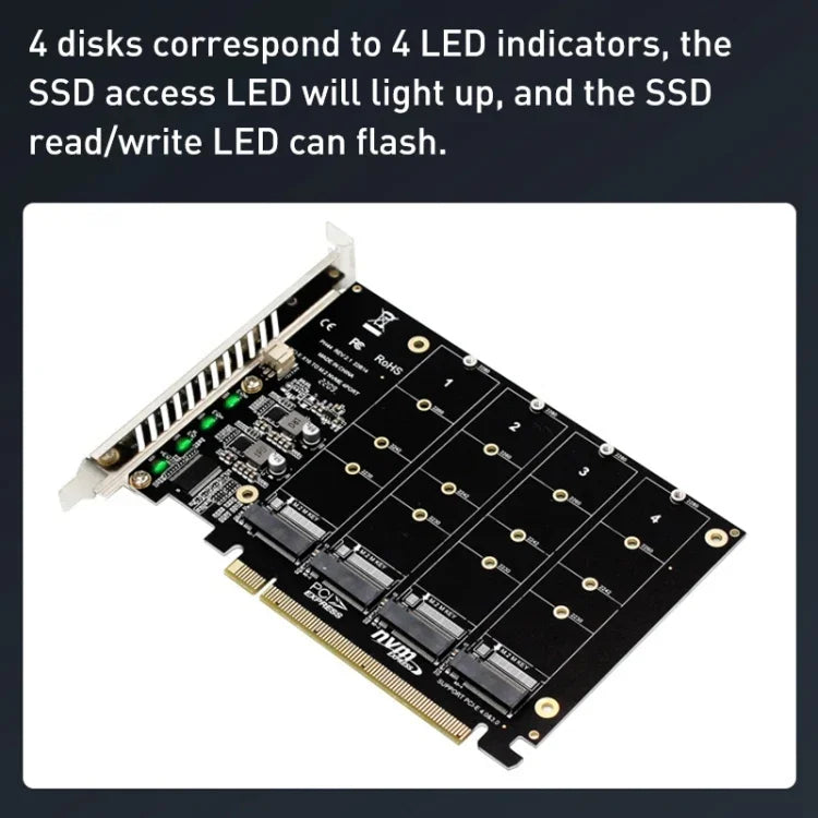 PH44 NVME 4 Disk Array Card PCI-E Signal Split Array Card