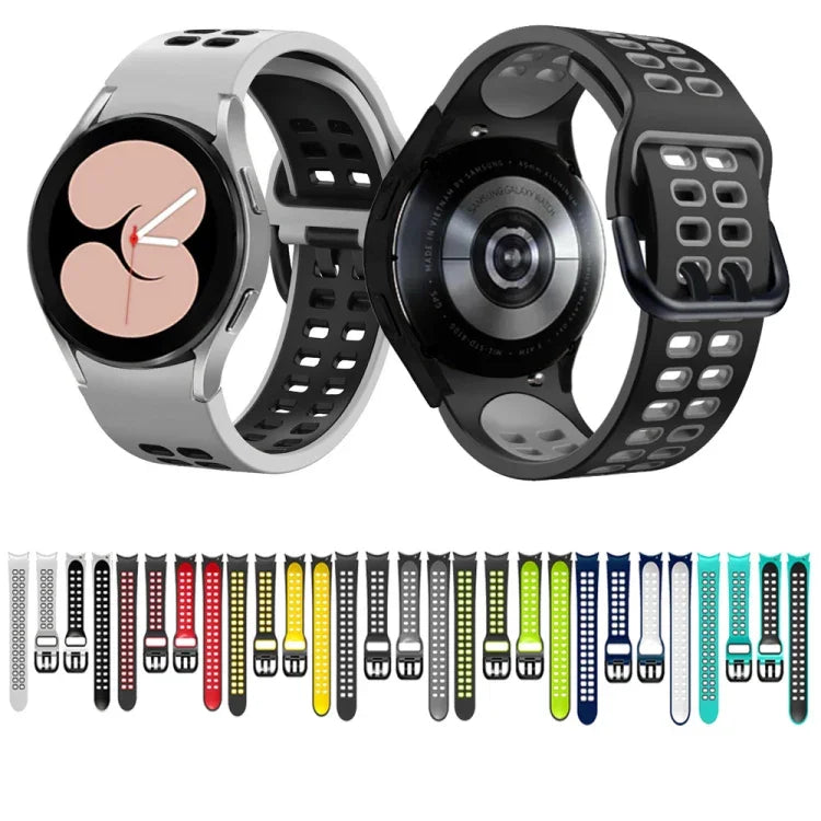 Double-row Hole Two-color Silicone Watch Band, For Samsung Galaxy Watch 5 40mm, For Samsung Galaxy Watch 5 Pro 45mm