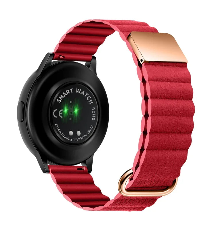 Magnetic Buckle Leather Watch Band, 20mm For Samsung Galaxy Watch3 41mm, 20mm For Samsung Galaxy Watch3 45mm, 22mm For Samsung Galaxy Watch3 41mm, 22mm For Samsung Galaxy Watch3 45mm