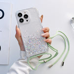 Lanyard Glitter Epoxy Clear Phone Case, For iPhone 11 Pro, For iPhone 11 Pro Max