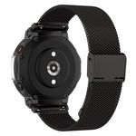 For Huami Amazfit T-Rex 2 Snap-fit Stainless Steel Mesh Watch Band