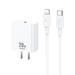 REMAX RP-U5 Extreme 2 Series 20W PD Charger + 1m USB-C / Type-C to 8 Pin Fast Charge Data Cable Set, CN Plug, EU Plug, US Plug