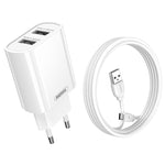 REMAX RP-U35 Jane Series 2.1A Dual USB Port Fast Charger Set, 8 Pin, Micro USB, USB-C/Type-C