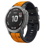 Vertical Stripes Two-color Silicone Watch Band, For Garmin Fenix 7, For Garmin Fenix 7X