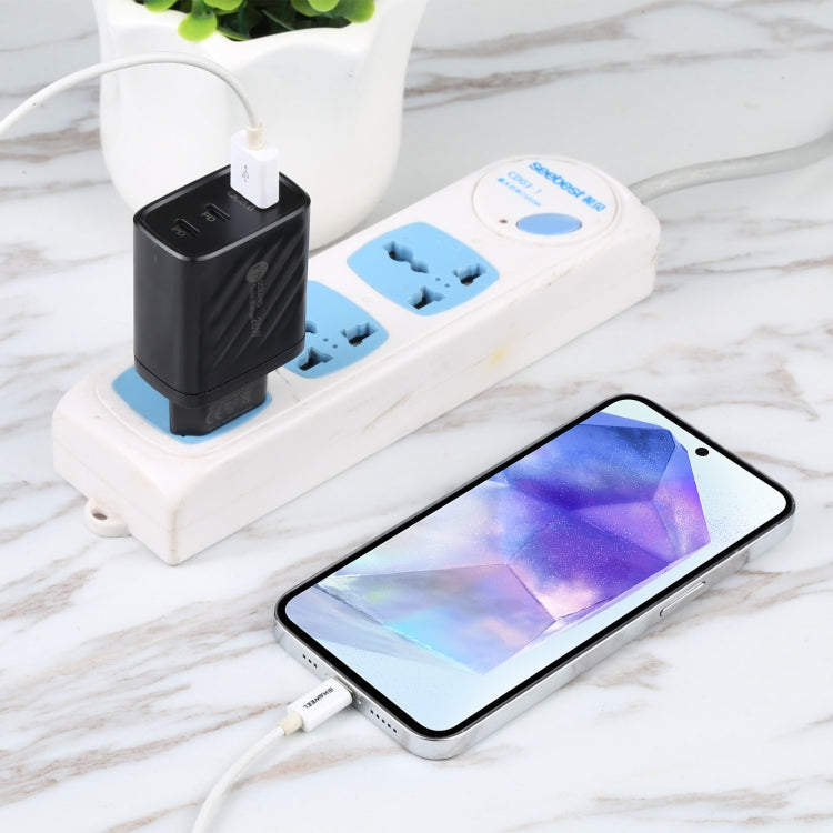 AR-892 3 in 1 QC3.0 PD20W USB + USB-C / Type-C Wall Travel Charger, EU Plug, UK Plug