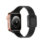 Magnetic Black Square Buckle Watch Band For Apple Watch Series, 7 45mm / 6&SE&5&4 44mm / 3&2&1 42mm, 7 41mm / 6&SE&5&4 40mm / 3&2&1 38mm