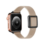 Magnetic Black Square Buckle Watch Band For Apple Watch Series, 7 45mm / 6&SE&5&4 44mm / 3&2&1 42mm, 7 41mm / 6&SE&5&4 40mm / 3&2&1 38mm