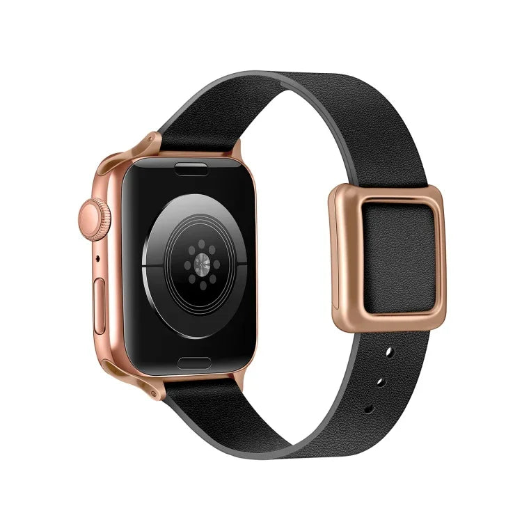 Magnetic Rose Gold Square Buckle Watch Band For Apple Watch Series, 7 45mm / 6&SE&5&4 44mm / 3&2&1 42mm, 7 41mm / 6&SE&5&4 40mm / 3&2&1 38mm