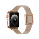 Magnetic Rose Gold Square Buckle Watch Band For Apple Watch Series, 7 45mm / 6&SE&5&4 44mm / 3&2&1 42mm, 7 41mm / 6&SE&5&4 40mm / 3&2&1 38mm