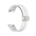 Folding Silver Buckle Silicone Watch Band, For Samsung Galaxy Watch5 40&44mm / Pro 45mm
