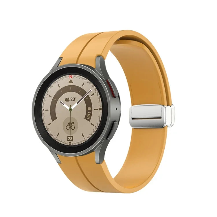 Folding Silver Buckle Silicone Watch Band, For Samsung Galaxy Watch5 40&44mm / Pro 45mm
