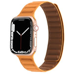 Magnetic Two-color Loop Slim Leather Watch Band For Apple Watch Series, 7 45mm / 6&SE&5&4 44mm / 3&2&1 42mm, 7 41mm / 6&SE&5&4 40mm / 3&2&1 38mm
