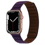 Magnetic Two-color Loop Slim Leather Watch Band For Apple Watch Series, 7 45mm / 6&SE&5&4 44mm / 3&2&1 42mm, 7 41mm / 6&SE&5&4 40mm / 3&2&1 38mm