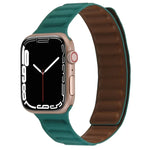 Magnetic Two-color Loop Slim Leather Watch Band For Apple Watch Series, 7 45mm / 6&SE&5&4 44mm / 3&2&1 42mm, 7 41mm / 6&SE&5&4 40mm / 3&2&1 38mm