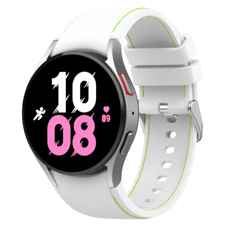 Universal Leather Texture Silicone Watch Band for Samsung Galaxy Watch5 / Watch5 Pro / Watch4