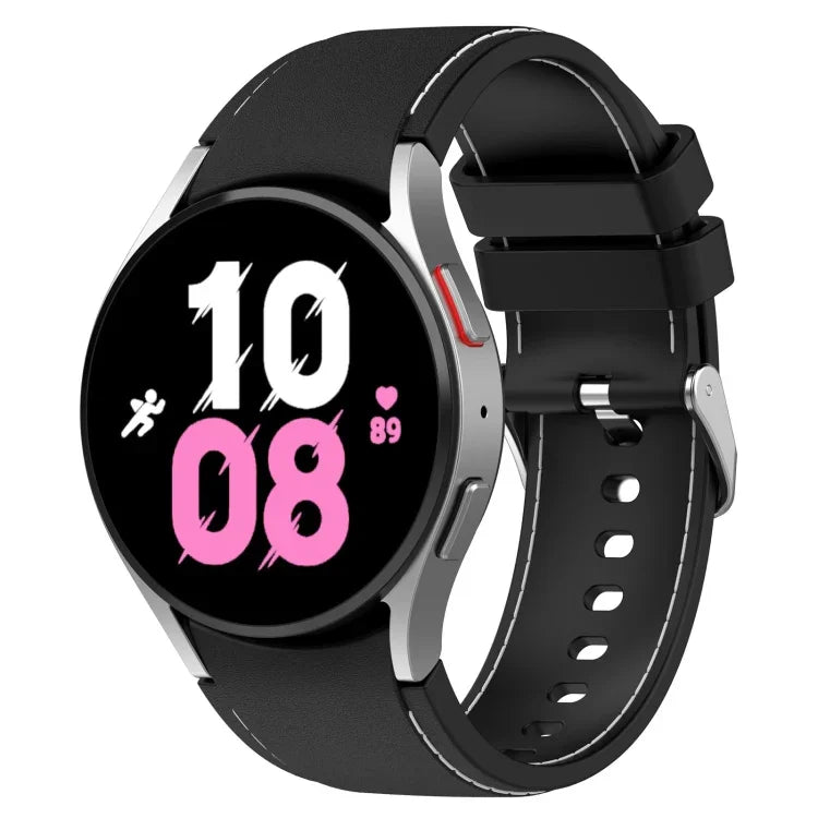 Universal Leather Texture Silicone Watch Band, For Samsung Galaxy Watch5 / Watch5 Pro /  Watch4