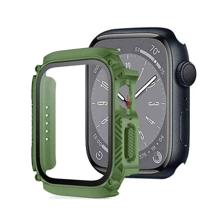 Screen Tempered Glass Film Armor Waterproof Watch Case, For Apple Watch Series 9 / 8 / 7 45mm, For Apple Watch Series 9 / 8 / 7 41mm