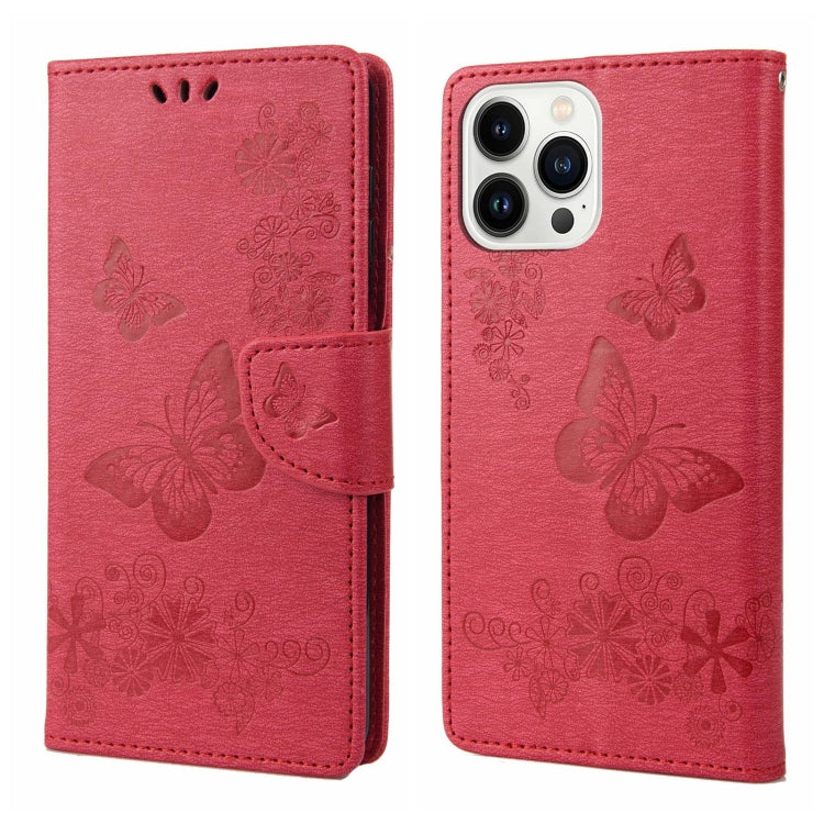 Butterfly Embossed Horizontal Flip Leather Phone Case, For iPhone 14, For iPhone 14 Plus, For iPhone 14 Pro, For iPhone 14 Pro Max