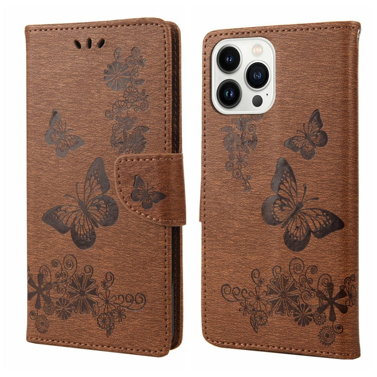 Butterfly Embossed Horizontal Flip Leather Phone Case, For iPhone 14, For iPhone 14 Plus, For iPhone 14 Pro, For iPhone 14 Pro Max