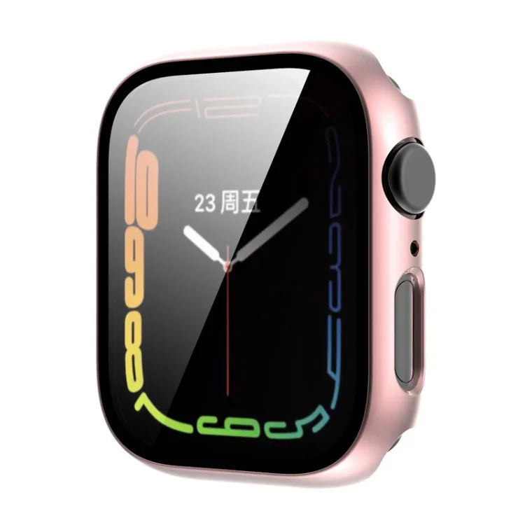 Tempered Glass Film Plating PC Watch Case, For Apple Watch Series 9 / 8 & 7 45mm, For Apple Watch Series 9 / 8 & 7 41mm