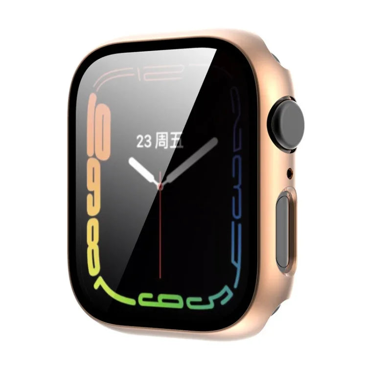 Tempered Glass Film Plating PC Watch Case, For Apple Watch Series 9 / 8 & 7 45mm, For Apple Watch Series 9 / 8 & 7 41mm
