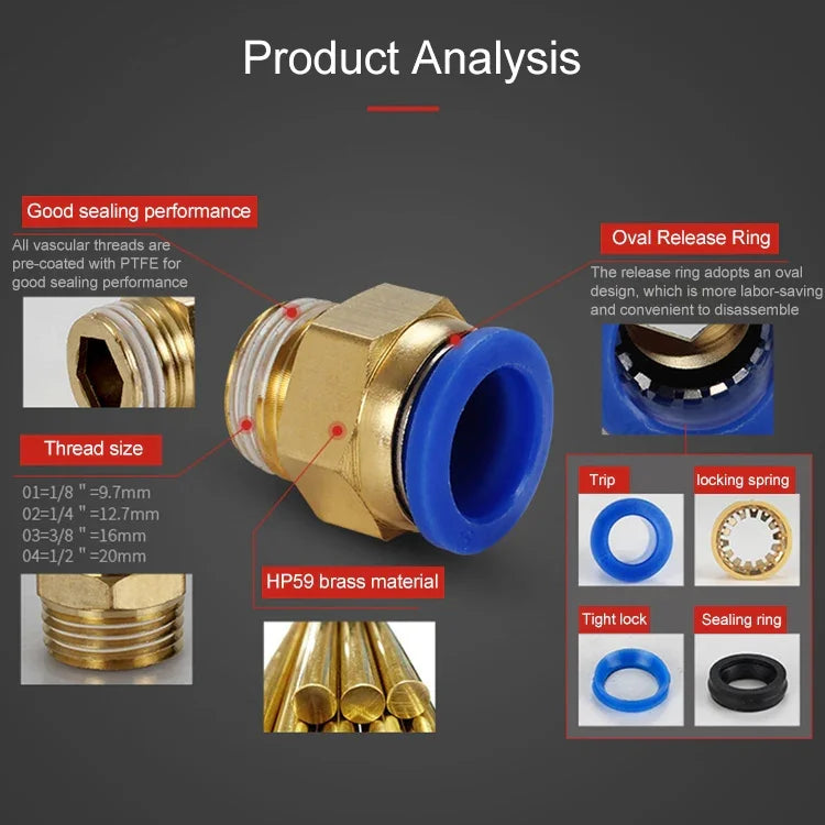 PC6-04 LAIZE 2pcs PC Male Thread Straight Pneumatic Quick Fitting Connector, PC4-01 (10pcs), PC4-02 (10pcs), PC4-M5 (10pcs), PC6-01 (10pcs), PC6-02 (10pcs), PC6-03 (10pcs), PC6-04 (2pcs), PC6-M5 (10pcs), PC8-01 (10pcs), PC8-02 (10pcs), PC8-03 (10pcs)  ...