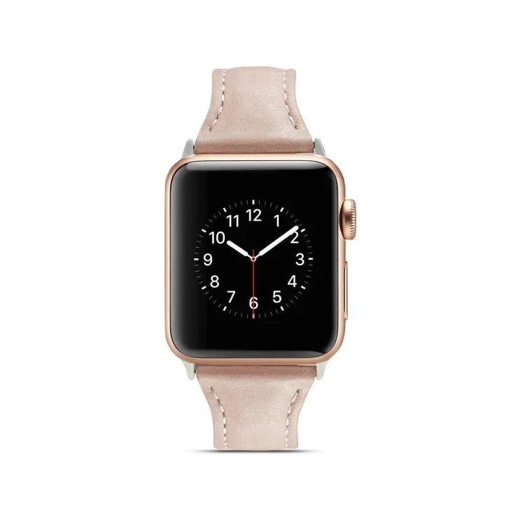 Thin Leather Replacement Wrist Strap Watchband, For Apple Watch 5/4 44mm & 3/2/1 42mm, For Apple Watch 5/4 40mm & 3/2/1 38mm