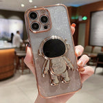 Astronaut Holder Gradient Glitter Powder Phone Case, For iPhone 11 Pro Max