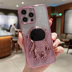 Astronaut Holder Gradient Glitter Powder Phone Case, For iPhone 11 Pro Max
