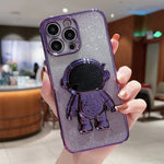 Astronaut Holder Gradient Glitter Powder Phone Case, For iPhone 11 Pro Max
