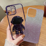 Astronaut Holder Gradient Glitter Powder Phone Case, For iPhone 11 Pro Max
