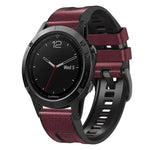 Quick Release Silicone Leather Watch Band, For Garmin Fenix 7
