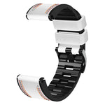 Tricolor Stitching Silicone Leather Watch Band, For Garmin Fenix 7, For Garmin Fenix 7X