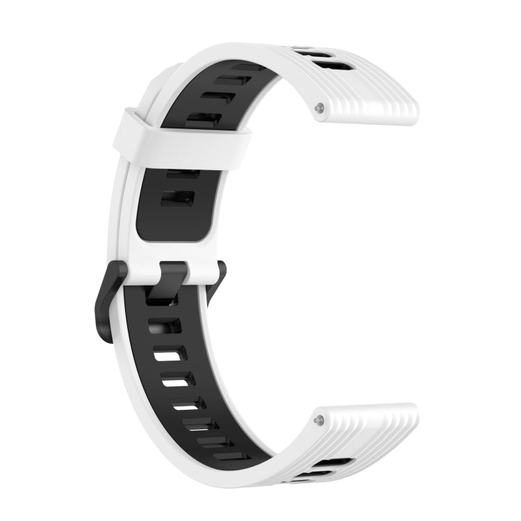 22mm Stripe Two-color Silicone Stainless Steel Buckle Watch Band, For Amazfit GTR 4 / GTS 4 / GTR 3